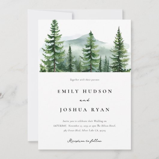 Invitation Mariage de la forêt de pins (Devant)