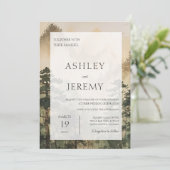 Invitation Mariage de la forêt de pins rustiques (Debout devant)