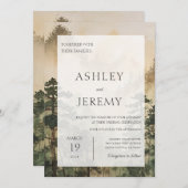 Invitation Mariage de la forêt de pins rustiques (Devant / Derrière)