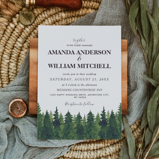 Invitation Mariage de la forêt de pins verts