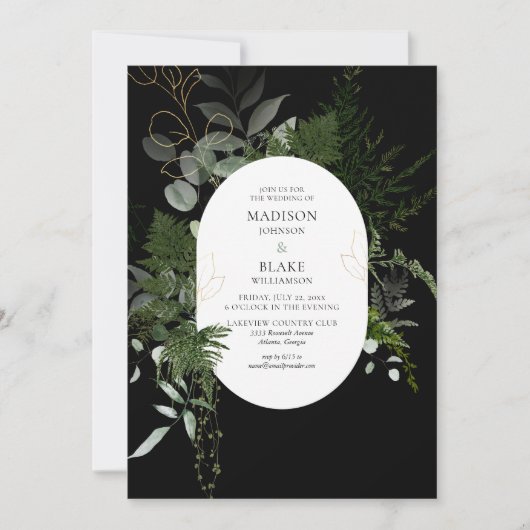 Invitation Mariage de la Forêt de verdure noire (Devant)