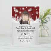 Invitation Mariage de la forêt rouge d'hiver de Snowflake et  (Debout devant)