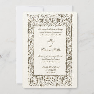 Invitation Mariage de la frontière botanique de l'époque vict