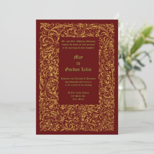 Invitation Mariage de la frontière de Folift médiéval Renaiss (Debout devant)