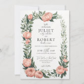 Invitation Mariage de la frontière de la feuille de pivoine r (Devant)