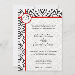 Invitation Mariage de la frontière du côté du coeur noir roug