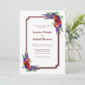 Invitation Mariage de la frontière rouge du Rose de Bourgogne (Debout devant)