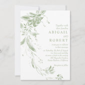 Invitation Mariage de la garland fleurie verte et blanche Sag (Devant)
