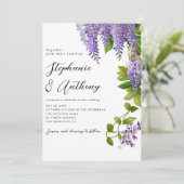 Invitation Mariage de la glycine violette à pendaison botaniq (Debout devant)