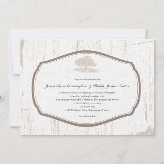 Invitation Mariage de la grange de chêne russe (Devant)