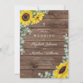 Invitation Mariage de la grange de tournesol rustique religie (Devant)