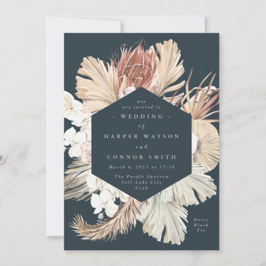 Invitation Mariage de la jungle de l'herbe séchée de la Marin (Devant)