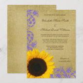 Invitation Mariage de la Lavande de tournesol russe (Devant / Derrière)