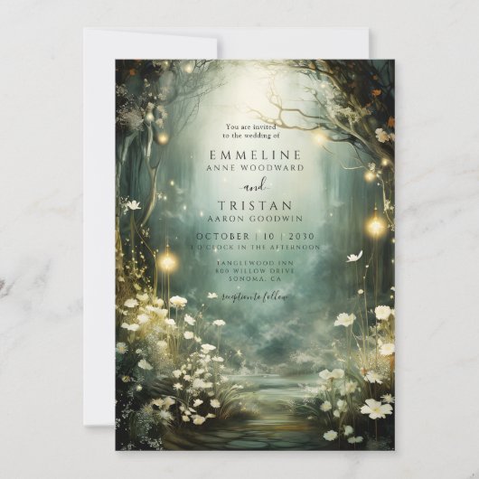 Invitation Mariage de la lueur de forêt enchantée (Devant)