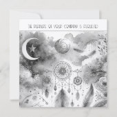 Invitation Mariage de la Lune céleste noire blanche (Devant)