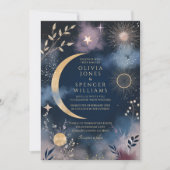 Invitation Mariage de la lune magique céleste et étoiles (Devant)
