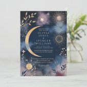 Invitation Mariage de la lune magique céleste et étoiles (Debout devant)