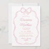 Invitation Mariage de la main moderne tiré rose Bow (Devant)
