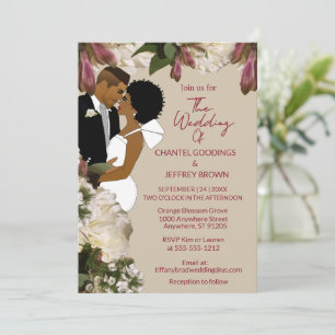 Invitation Mariage de la mariée et du marié afro-américains a