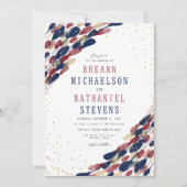 Invitation Mariage de la marine Abstraite moderne Burgundy Co (Devant)