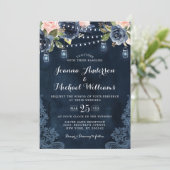 Invitation Mariage de la Marine bleu bleu rose rose (Debout devant)