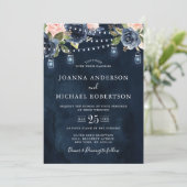 Invitation Mariage de la Marine bleu bleu rose rose (Debout devant)