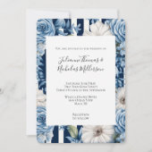 Invitation Mariage de la marine Blue Floral Stripes (Devant)