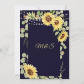 Invitation Mariage de la marine Blue Sunflower Eucalyptus Lum (Dos)