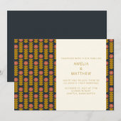 Invitation Mariage de la Marine Botanique Géométrique Rétro (Devant / Derrière)