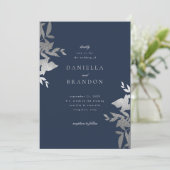 Invitation Mariage de la Marine Botanique moderne Chic Faux S (Debout devant)