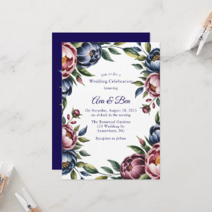 Invitation Mariage de la marine bourguignonne Blush Peony