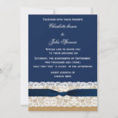 Invitation Mariage de la marine Burlap et Lace (Devant)