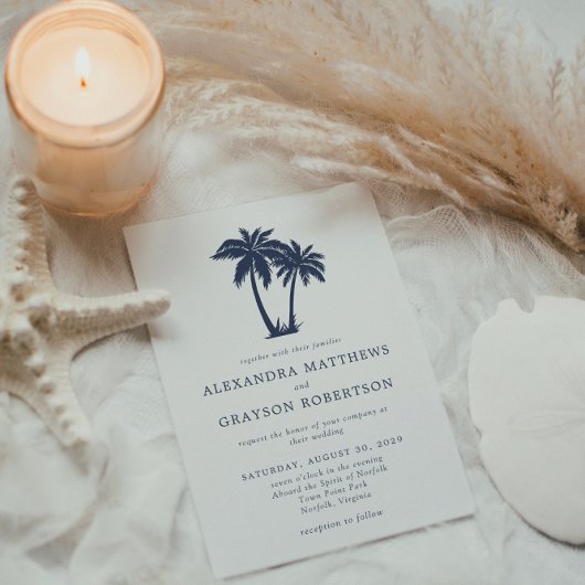 Invitation Mariage de la marine côtière de Palm Tree Beach