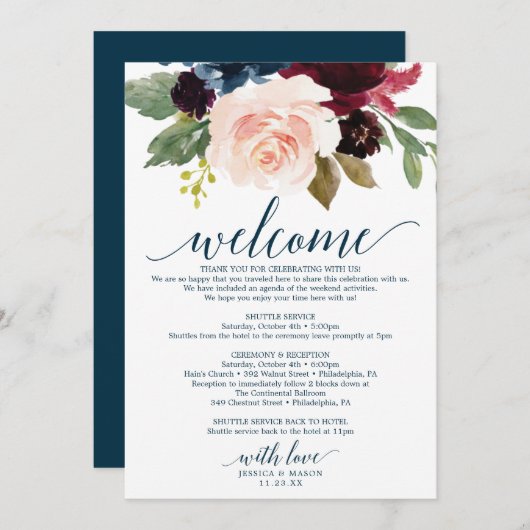 Invitation Mariage de la marine de Bourgogne (Devant / Derrière)