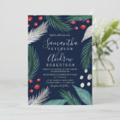 Invitation Mariage de la marine de Noël pin mistletoe argent (Debout devant)