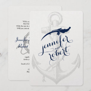 Invitation Mariage de la marine et de l'Ancre d'argent