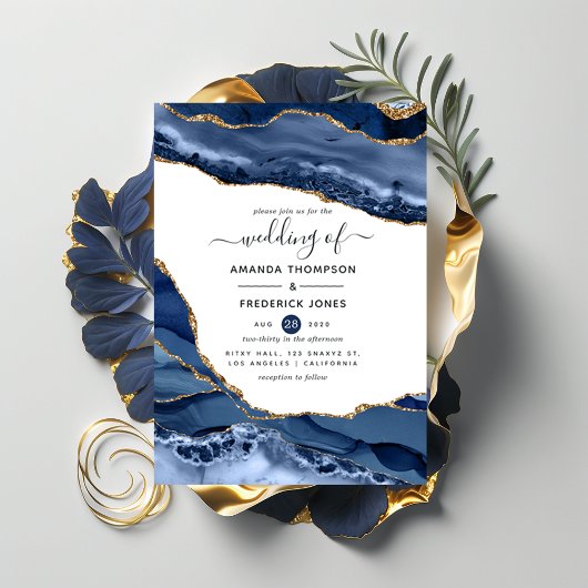 Invitation Mariage de la marine et de l'or