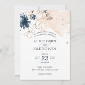 Invitation Mariage de la marine et du broussailles avec des f (Devant)