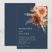 Invitation Mariage de la marine Floral Boho (Devant / Derrière)