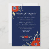 Invitation Mariage de la marine marine nationale de l'anémone (Devant)