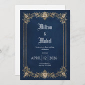 Invitation Mariage de la Marine royale et de la Flore d'or (Devant / Derrière)