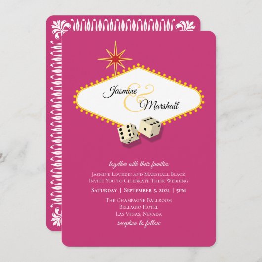 Invitation Mariage de la Marque Las Vegas à Magenta 2 (Devant / Derrière)