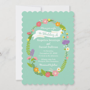 Invitation Mariage de la menthe fleurie en bois de Whimsland