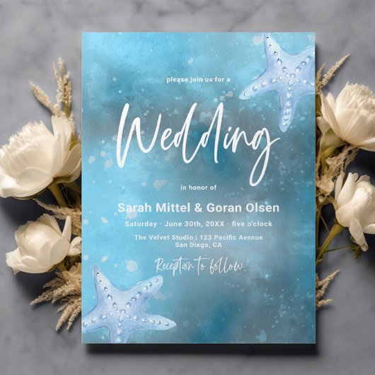 Invitation Mariage de la mer bleue profonde
