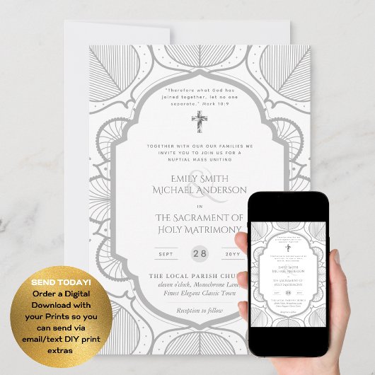 Invitation Mariage de la messe nuptiale catholique blanche en