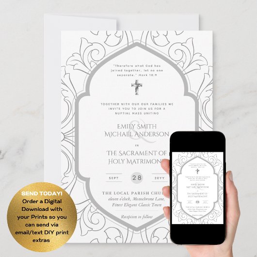 Invitation Mariage de la messe nuptiale catholique blanche en