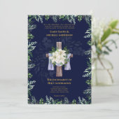 Invitation Mariage de la messe nuptiale catholique Croix Bleu (Debout devant)