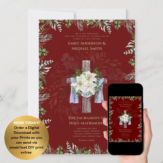 Invitation Mariage de la messe nuptiale catholique de Bourgog