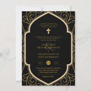 Invitation Mariage de la messe nuptiale catholique de l'or no
