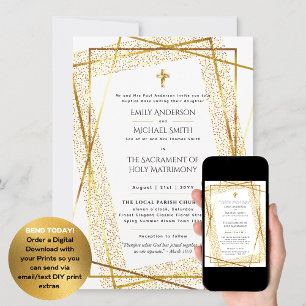 Invitation Mariage de la Messe Nuptiale Catholique Or Blanc